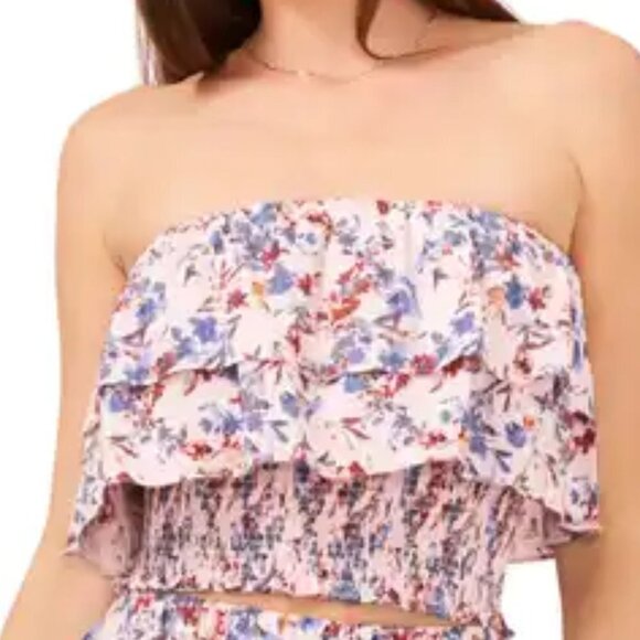 1.STATE Strapless Smocked Ruffle Top NWT - Picture 2 of 2